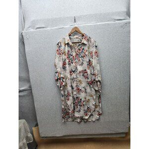 Liberty Love Womens Floral Print Long Sleeve Button-Up Shirt Dress XL